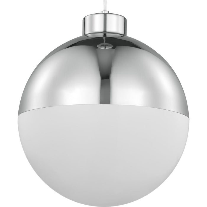 Progress P500148-015-30 Globe LED Collection One-Light Polished Chrome Opal Glass Mid-Century Modern Pendant Light Main Image.jpg