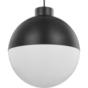Progress P500148-031-30 Globe LED Collection One-Light Matte Black Opal Glass Mid-Century Modern Pendant Light Main Image.jpg