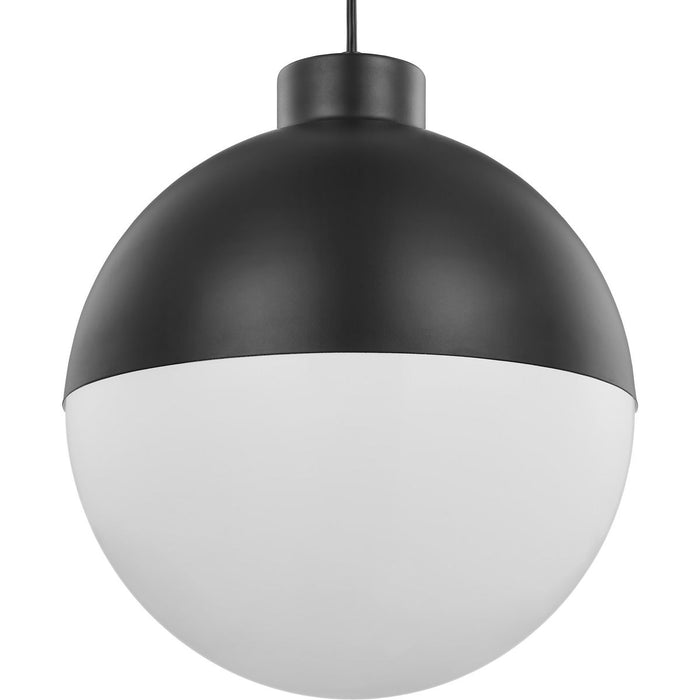 Progress P500148-031-30 Globe LED Collection One-Light Matte Black Opal Glass Mid-Century Modern Pendant Light Main Image.jpg