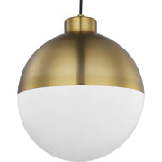 Progress P500148-109-30 Globe LED Collection One-Light Brushed Bronze Opal Glass Mid-Century Modern Pendant Light Main Image.jpg