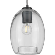 Progress P500159-143 Caisson Collection One-Light Graphite Clear Glass Global Pendant Light Main Image.jpg
