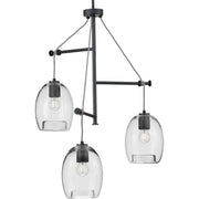 Progress P500160-143 Caisson Collection Three-Light Graphite Clear Glass Global Pendant Light Main Image.jpg