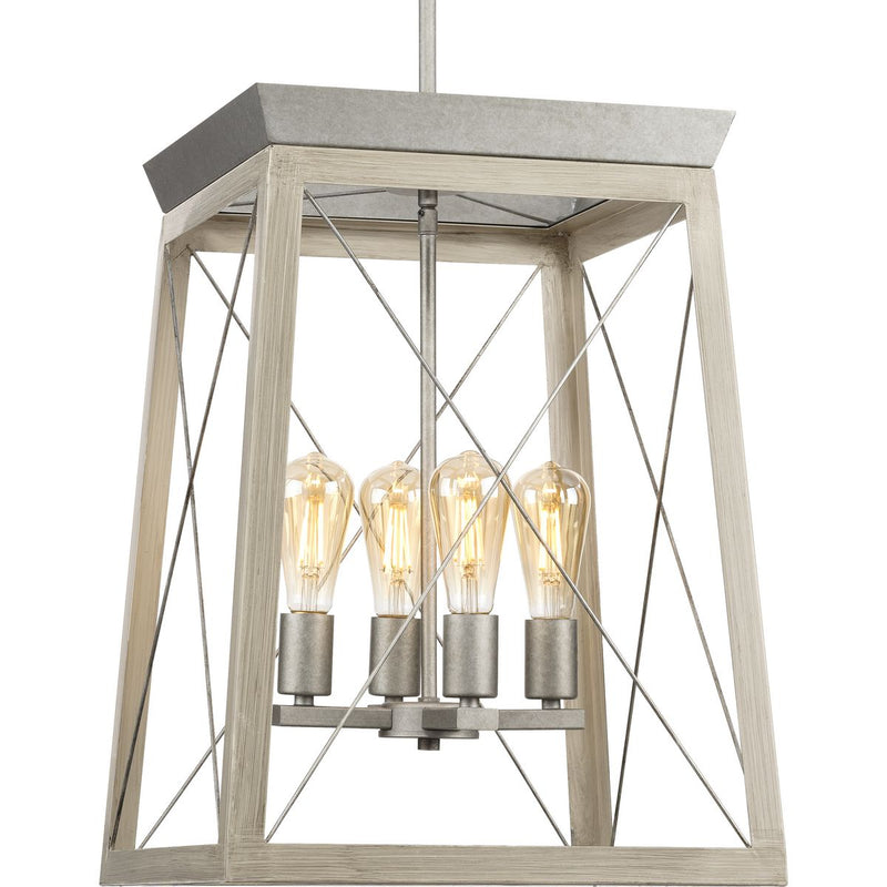 Progress P500178-141 Briarwood Collection Four-Light Farmhouse Galvanized  Chandelier Foyer Light Main Image.jpg