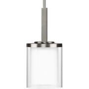 Progress P500192-009 Mast Collection One-Light Brushed Nickel Clear Glass Coastal Mini-Pendant Light Main Image.jpg