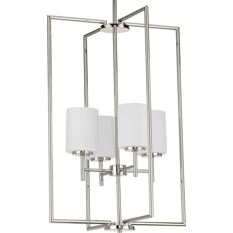 Progress P500206-104 Replay Collection Four-Light Polished Nickel Etched White Glass Modern Pendant Light Main Image.jpg
