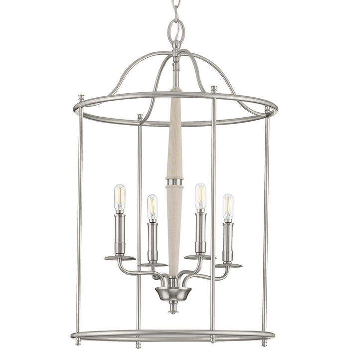 Progress P500210-009 Durrell Collection Four-Light Brushed Nickel Medium Foyer Main Image.jpg