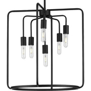 Progress P500225-031 Bonn Collection Six-Light Matte Black Farmhouse Pendant Light Main Image.jpg
