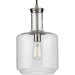 Progress P500230-009 Latrobe Collection One-Light Brushed Nickel Clear Glass Coastal Pendant Light Main Image.jpg