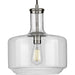 Progress P500231-009 Latrobe Collection One-Light Brushed Nickel Clear Glass Coastal Pendant Light Main Image.jpg