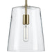 Progress P500241-012 Clarion Collection One-Light Satin Brass Clear Glass Coastal Pendant Light Main Image.jpg