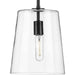 Progress P500241-031 Clarion Collection One-Light Matte Black Clear Glass Coastal Pendant Light Main Image.jpg