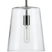 Progress P500241-104 Clarion Collection One-Light Polished Nickel Clear Glass Coastal Pendant Light Main Image.jpg