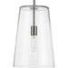 Progress P500242-009 Clarion Collection One-Light Brushed Nickel Clear Glass Coastal Pendant Light Main Image.jpg