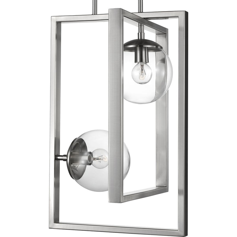 Progress P500284-009 Atwell Collection Two-Light Brushed Nickel Clear Glass Luxe Pendant Light Main Image.jpg