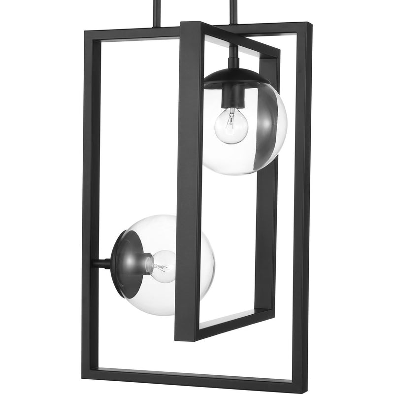 Progress P500284-031 Atwell Collection Two-Light Matte Black Clear Glass Luxe Pendant Light Main Image.jpg