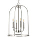 Progress P500302-009 Leyden Collection Four-Light Brushed Nickel Farmhouse Style Foyer Pendant Light Main Image.jpg