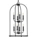 Progress P500303-031 Leyden Collection Eight-Light Matte Black Farmhouse Style Foyer Pendant Light Main Image.jpg