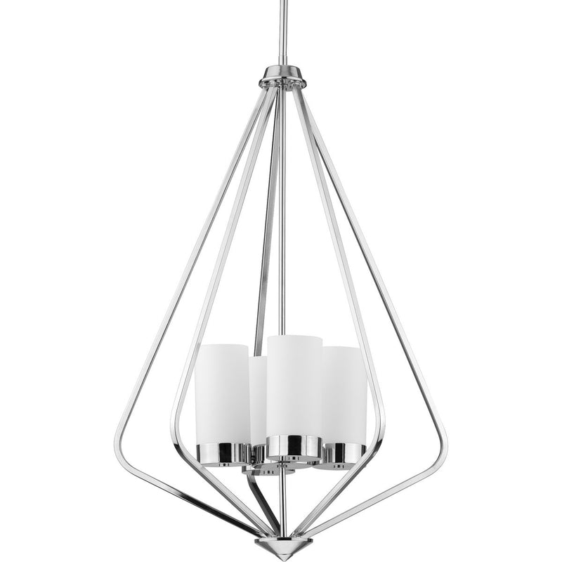 Progress P500305-015 Elevate Collection Four-Light Polished Chrome and Etched White Glass Modern Style Hanging Pendant Light Main Image.jpg