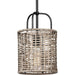 Progress P500307-031 Lavelle Collection One-Light Matte Black and Mocha finish Rattan Hanging Mini-Pendant Light Main Image.jpg