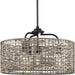 Progress P500308-031 Lavelle Collection Four-Light Matte Black and Mocha finish Rattan Hanging Pendant Light Main Image.jpg