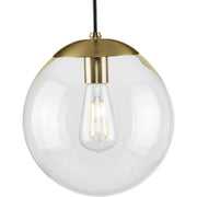 Progress P500310-109 Atwell Collection 10-inch Brushed Bronze and Clear Glass Globe Medium Hanging Pendant Light Main Image.jpg