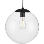Progress P500311-031 Atwell Collection 12-inch Matte Black and Clear Glass Globe Large Hanging Pendant Light Main Image.jpg
