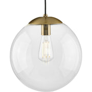 Progress P500311-109 Atwell Collection 12-inch Brushed Bronze and Clear Glass Globe Large Hanging Pendant Light Main Image.jpg