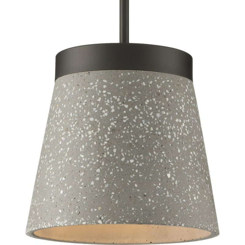 Progress P500313-143 Terrazzo Collection One-Light Graphite and Grey Terrazzo Hanging Pendant Light Main Image.jpg