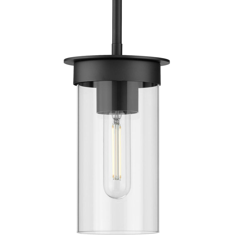 Progress P500314-031 Kellwyn Collection One-Light Matte Black and Clear Glass Transitional Style Hanging Mini-Pendant Light Main Image.jpg