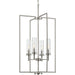 Progress P500315-009 Kellwyn Collection Four-Light Brushed Nickel and Clear Glass Transitional Style Foyer Pendant Light Main Image.jpg