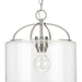 Progress P500316-009 Leyden Collection One-Light Brushed Nickel and Clear Glass Farmhouse Style Hanging Pendant Light Main Image.jpg