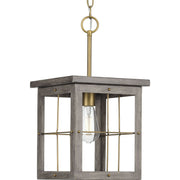 Progress P500317-175 Hedgerow Collection One-Light Distressed Brass and Aged Oak Farmhouse Style Hanging Mini-Pendant Light Main Image.jpg