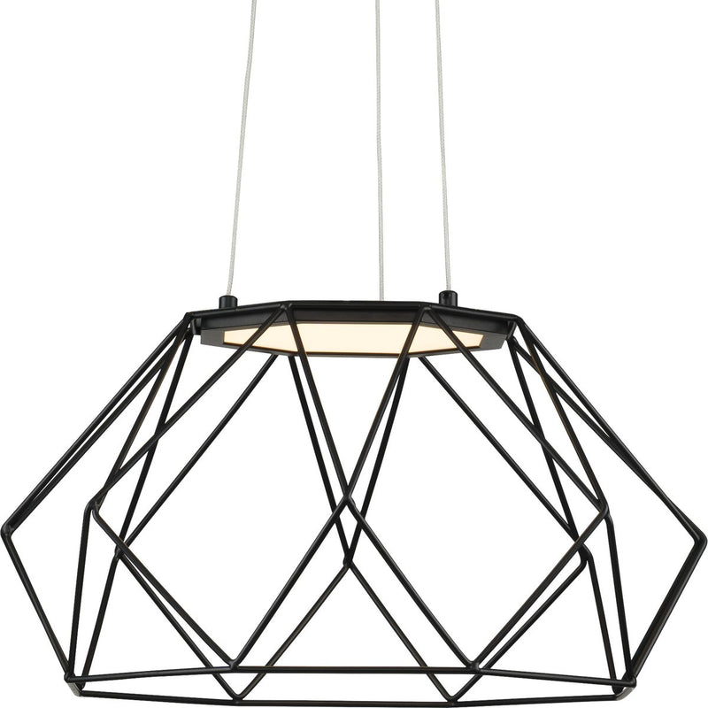 Progress P500319-031-30 Geodesic LED Collection Matte Black Modern Style Medium Hanging Pendant Light Main Image.jpg