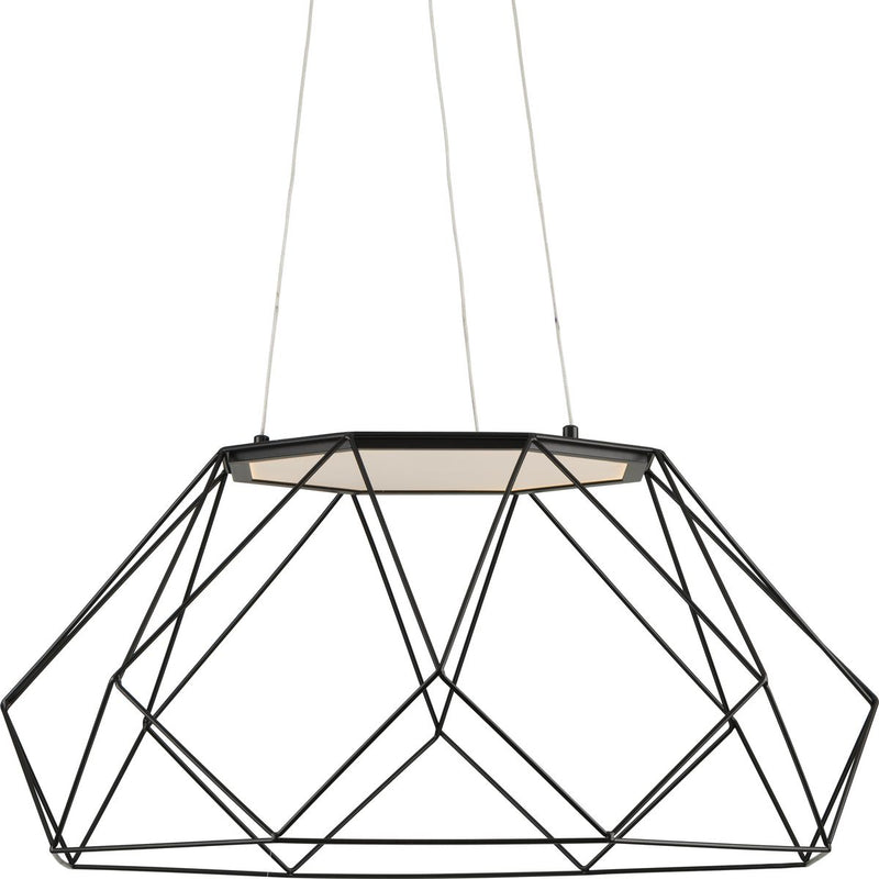 Progress P500320-031-30 Geodesic LED Collection Matte Black Modern Style Large Hanging Pendant Light Main Image.jpg