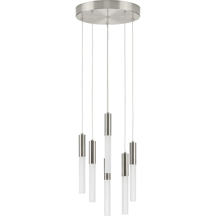 Progress P500322-009-30 Kylo LED Collection Six-Light Brushed Nickel Modern Style Hanging Pendant Light Main Image.jpg