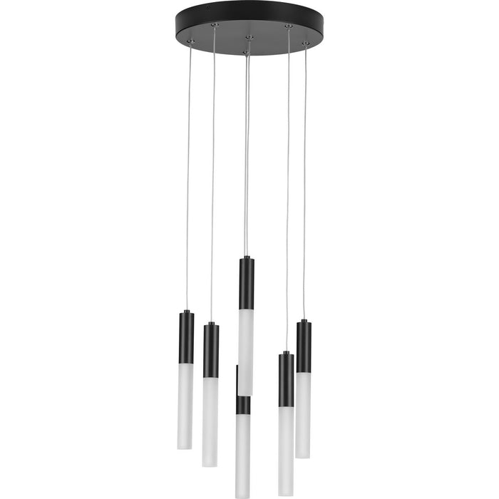 Progress P500322-031-30 Kylo LED Collection Six-Light Matte Black Modern Style Hanging Pendant Light Main Image.jpg