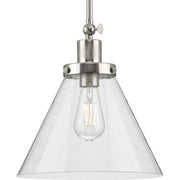 Progress P500324-009 Hinton Collection One-Light Brushed Nickel and Seeded Glass Vintage Style Hanging Pendant Light Main Image.jpg