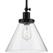 Progress P500324-031 Hinton Collection One-Light Matte Black and Seeded Glass Vintage Style Hanging Pendant Light Main Image.jpg