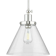 Progress P500324-104 Hinton Collection One-Light Polished Nickel and Clear Seeded Glass Vintage Style Hanging Pendant Light Main Image.jpg