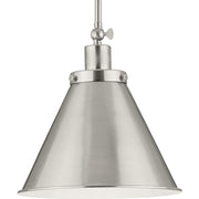 Progress P500325-009 Hinton Collection One-Light Brushed Nickel Hanging Vintage Style Hanging Pendant Light Main Image.jpg