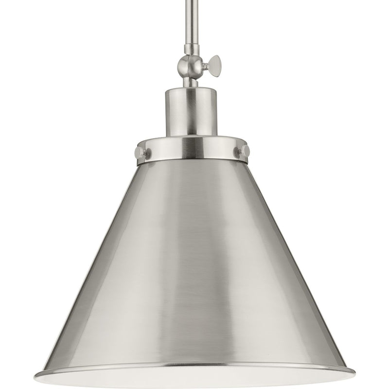 Progress P500325-009 Hinton Collection One-Light Brushed Nickel Hanging Vintage Style Hanging Pendant Light Main Image.jpg