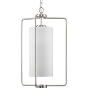 Progress P500333-009 Merry Collection One-Light Brushed Nickel and Etched Glass Transitional Style Foyer Pendant Light Main Image.jpg