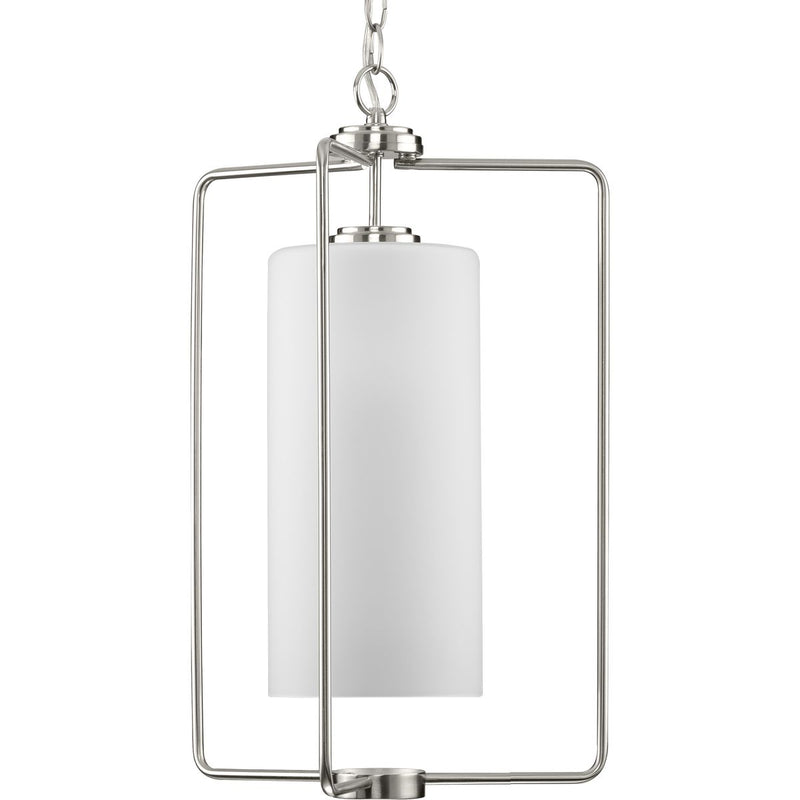 Progress P500333-009 Merry Collection One-Light Brushed Nickel and Etched Glass Transitional Style Foyer Pendant Light Main Image.jpg