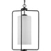 Progress P500333-031 Merry Collection One-Light Matte Black and Etched Glass Transitional Style Foyer Pendant Light Main Image.jpg