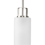 Progress P500341-009 League Collection One-Light Brushed Nickel and Etched Glass Modern Farmhouse Mini-Pendant Hanging Light Main Image.jpg