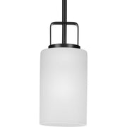 Progress P500341-31M League Collection One-Light Matte Black and Etched Glass Modern Farmhouse Mini-Pendant Hanging Light Main Image.jpg