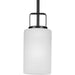 Progress P500341-31M League Collection One-Light Matte Black and Etched Glass Modern Farmhouse Mini-Pendant Hanging Light Main Image.jpg