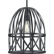 Progress P500343-187 Chastain Collection  One-Light Cerused Black Oak Basket Farmhouse Pendant Light Main Image.jpg