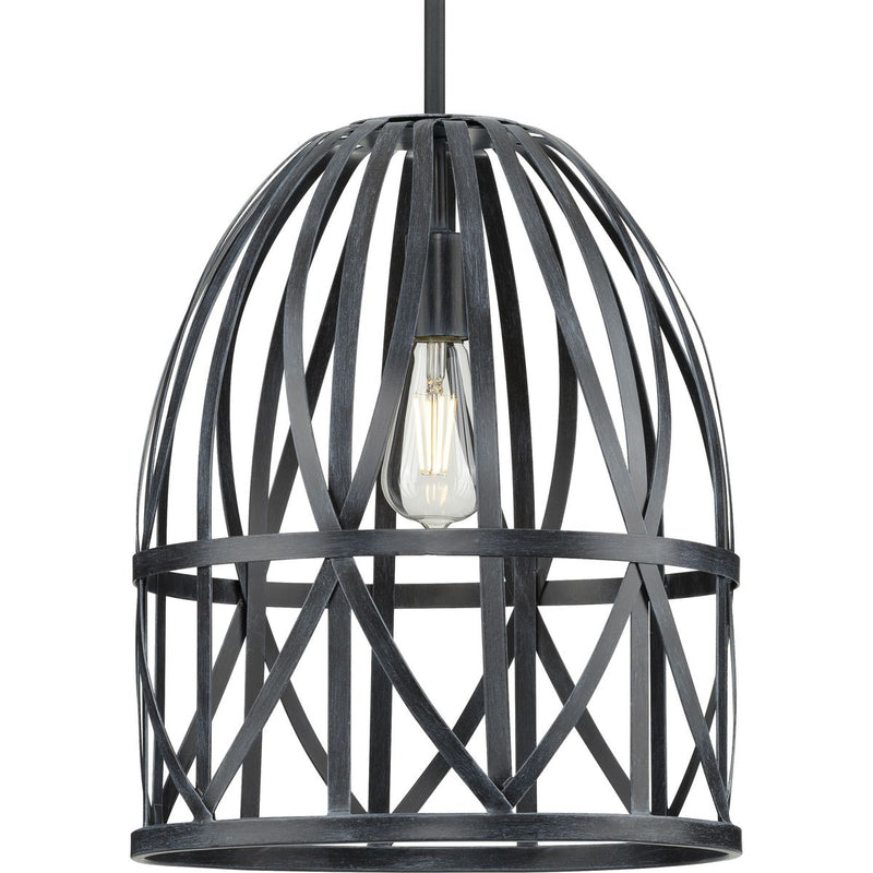 Progress P500343-187 Chastain Collection  One-Light Cerused Black Oak Basket Farmhouse Pendant Light Main Image.jpg