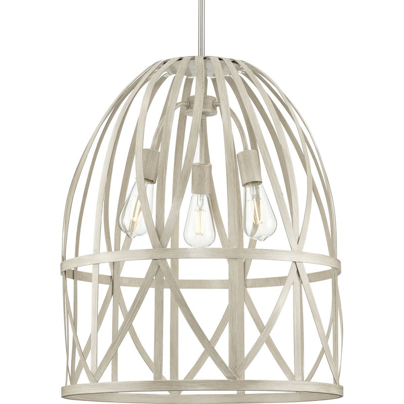 Progress P500344-185 Chastain Collection Three-Light Bleached Oak Basket Farmhouse Pendant Light Main Image.jpg
